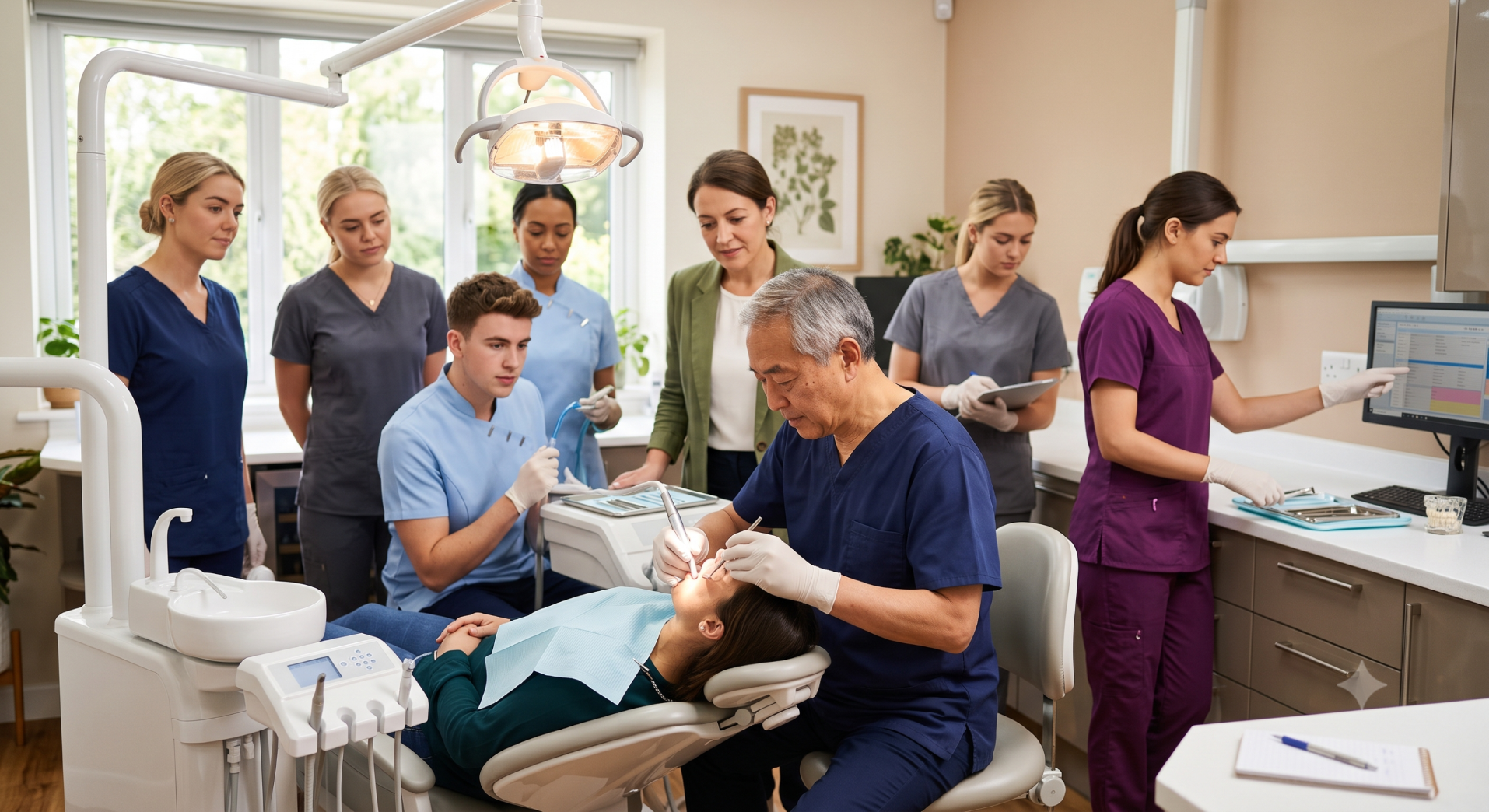 Diverse dental staff smiling at camera